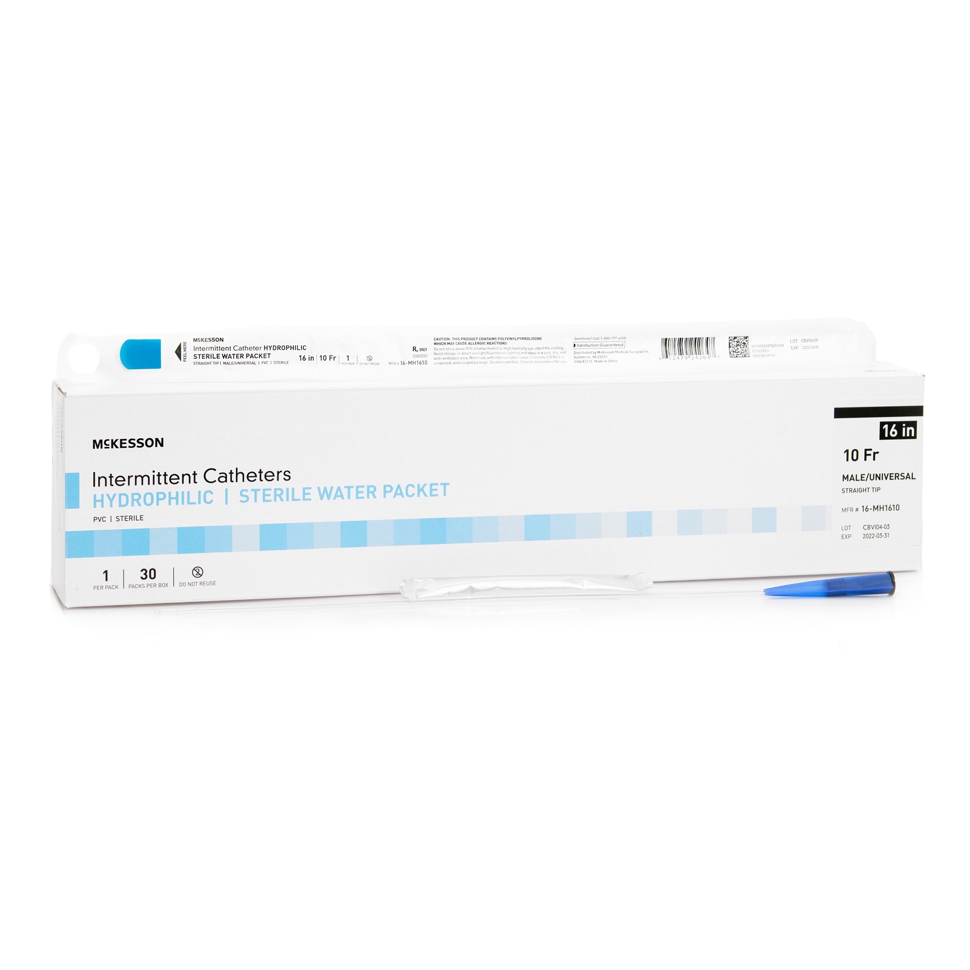 McKesson Intermittent Catheter with Hydrophilic Coating For Men - Main image