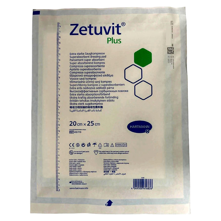 Zetuvit Plus Superabsorbent Dressing 8x10 Inch | Sterile Non-Bordered