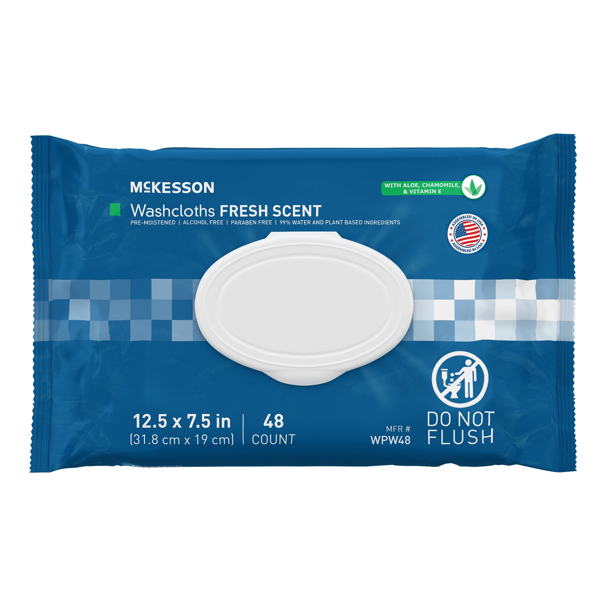 McKesson Unscented Washcloths - 96 Pre-Moistened Wipes, WPWU96