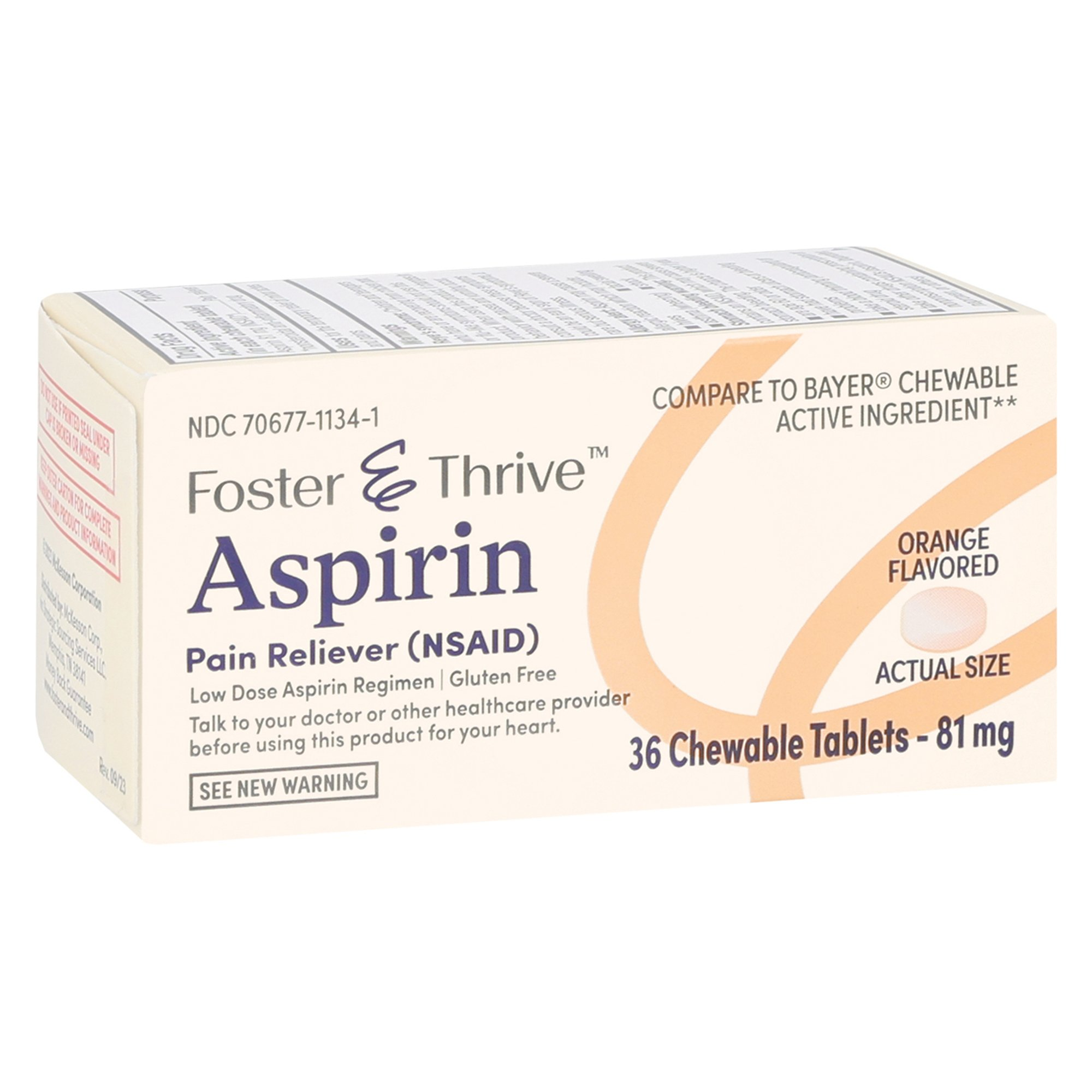 Foster & Thrive Pain Relief Aspirin Chewable Tablet 81 mg Strength - Main image