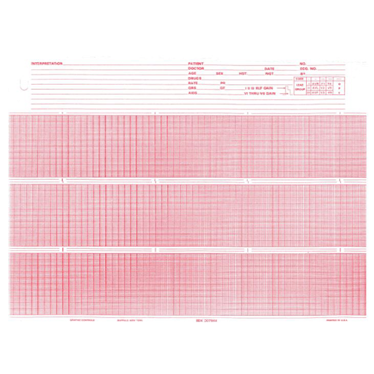Burdick ECG Recording Chart Paper - Red Grid