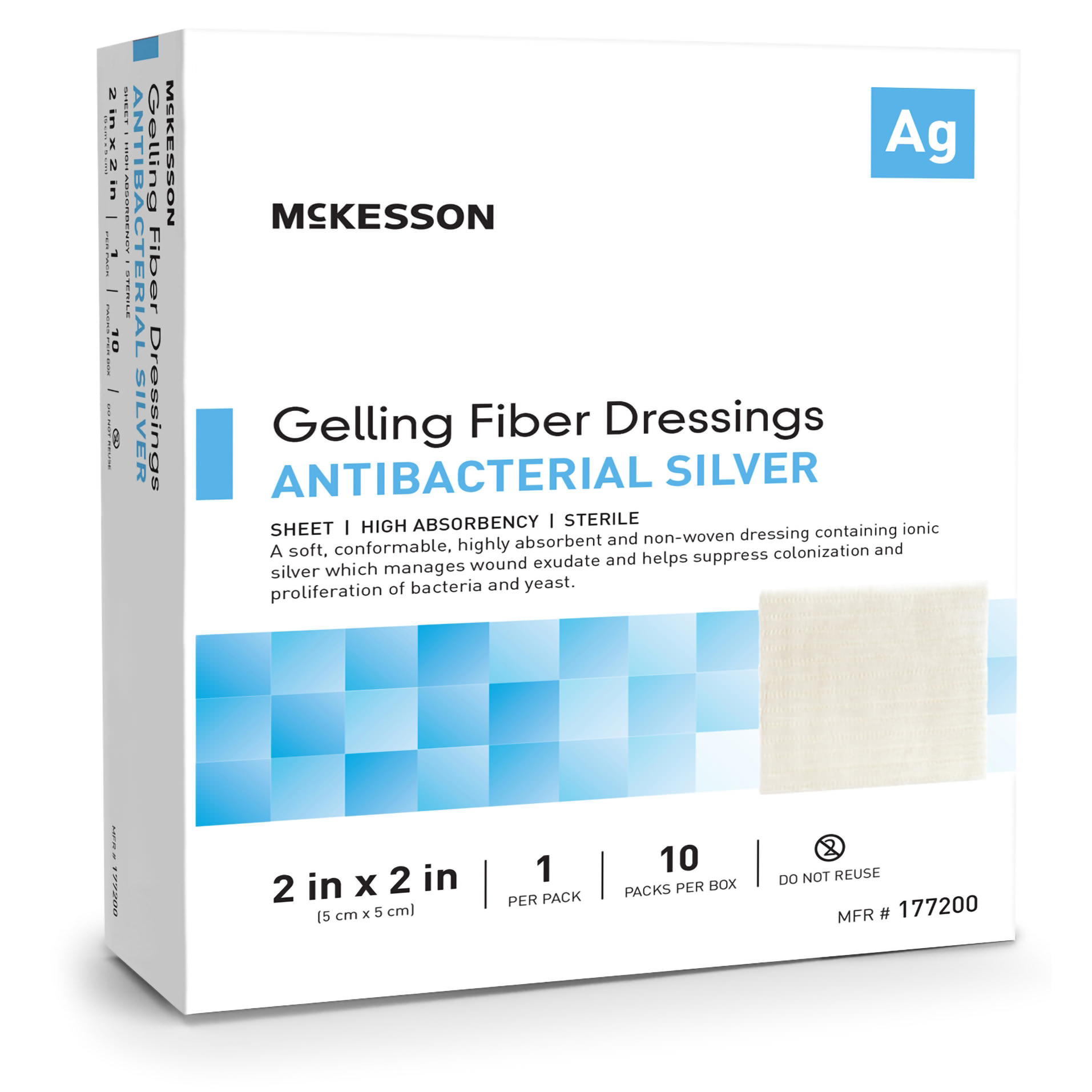 McKesson Silver Gelling Fiber Dressing White Ionic Silver Square Sterile - Main image