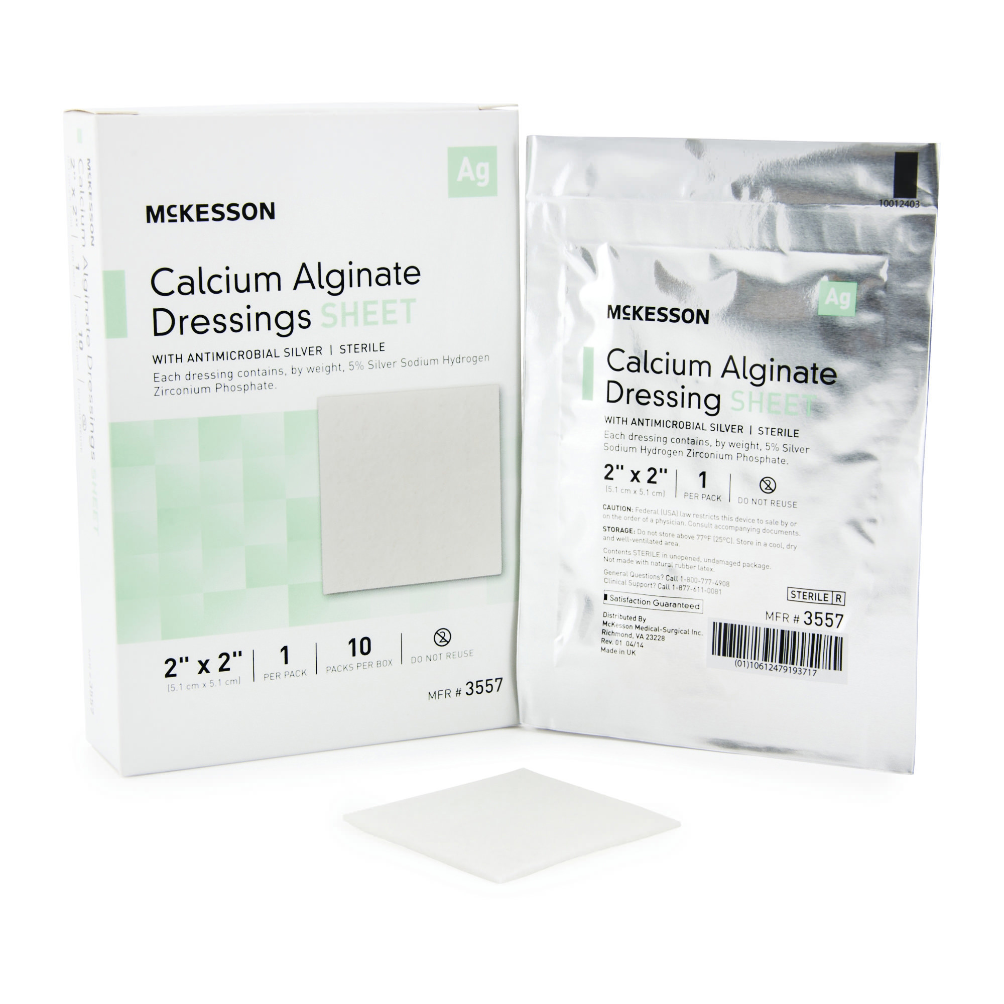 McKesson Silver Alginate Dressing White 2 x 2 Inch 5% Silver Square - Main image