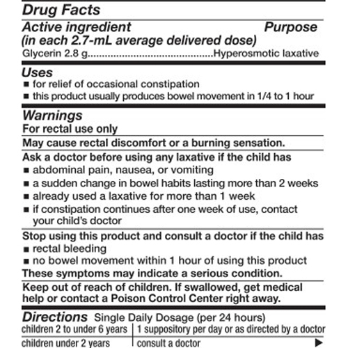 Pedia-Lax Liquid Glycerin Laxative Suppositories thumbnail 3