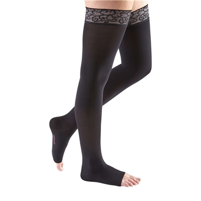 Mediven Comfort Thigh High Compression Stocking with Lace Silicone Top Band thumbnail 1