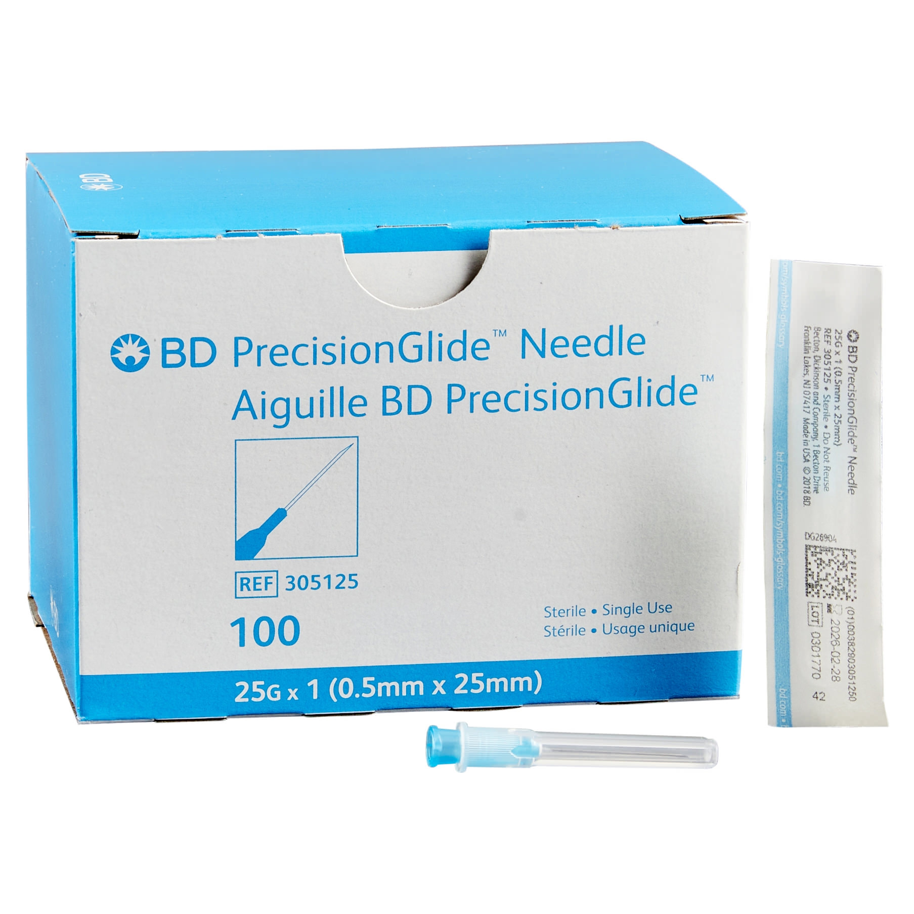 鼻烟壶12 BD PrecisionGlide 25G x 1 Inch Hypodermic Needle | Box of 100