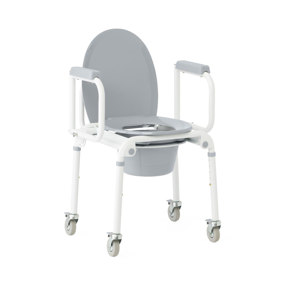 Medline Aluminum Drop-Arm 300 lbs Commode - 4 Locking Casters