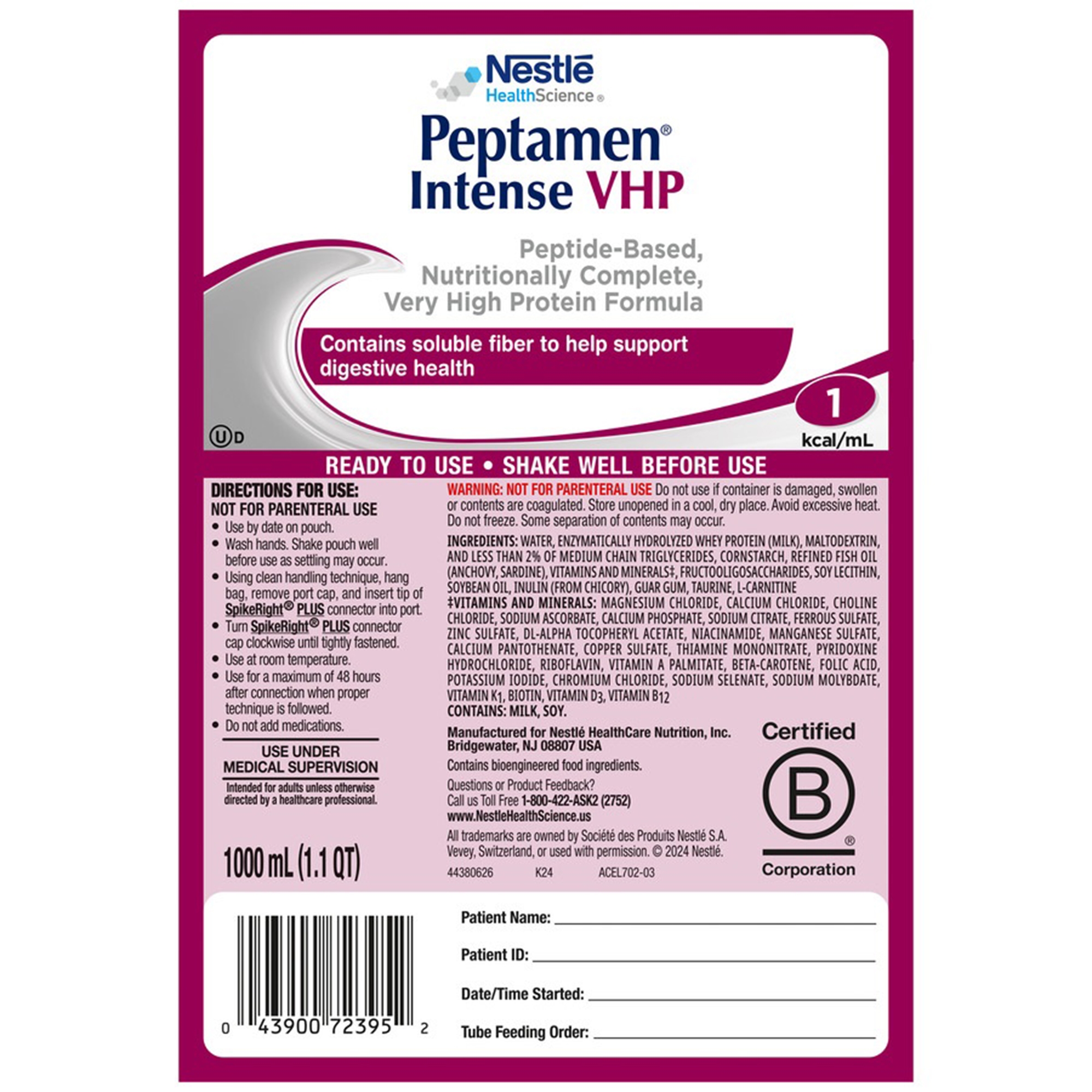 Peptamen Intense VHP Ready to Hang Tube Feeding Formula thumbnail 2