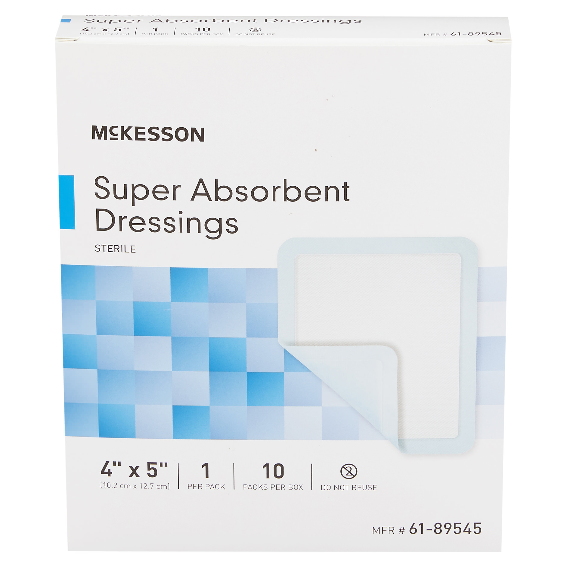 McKesson Super Absorbent Dressing Polypropylene Backing Blue White Rectangle Sterile thumbnail 4