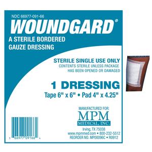 WoundGard Bordered Gauze 6x6 Sterile Dressing, Pack of 30