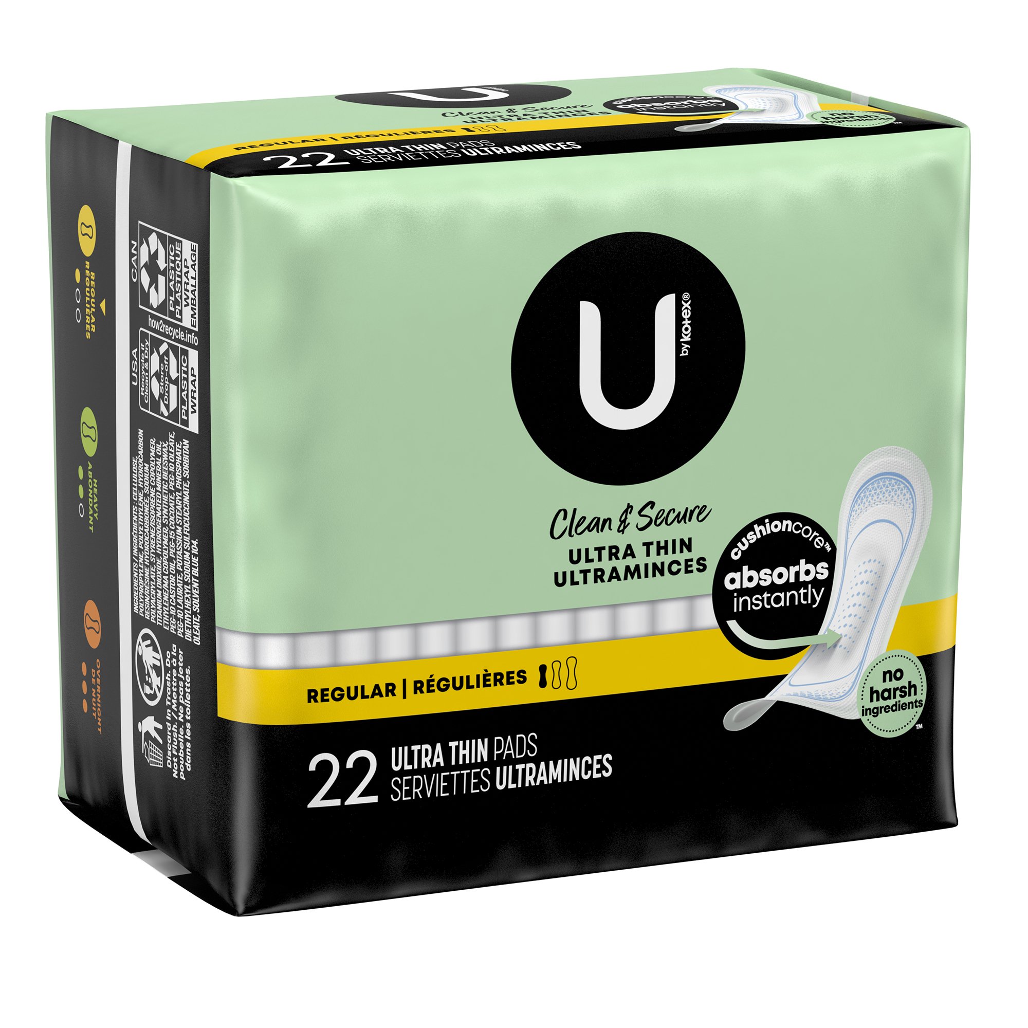 U by Kotex Clean & Secure Regular Ultra Thin Pads thumbnail 2