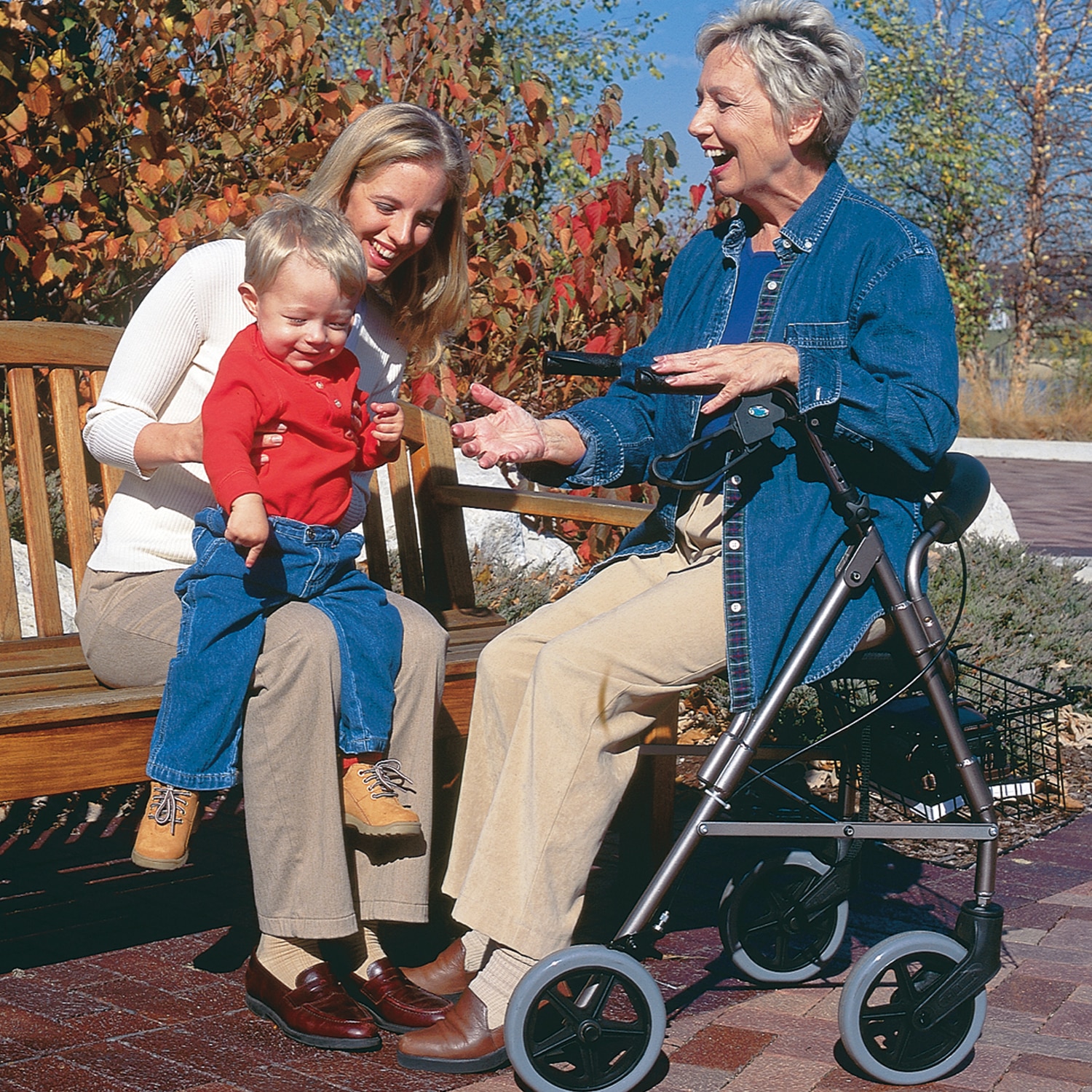 DMI Heavy Duty Lightweight 4 Wheel Rollator, Burgundy thumbnail 3