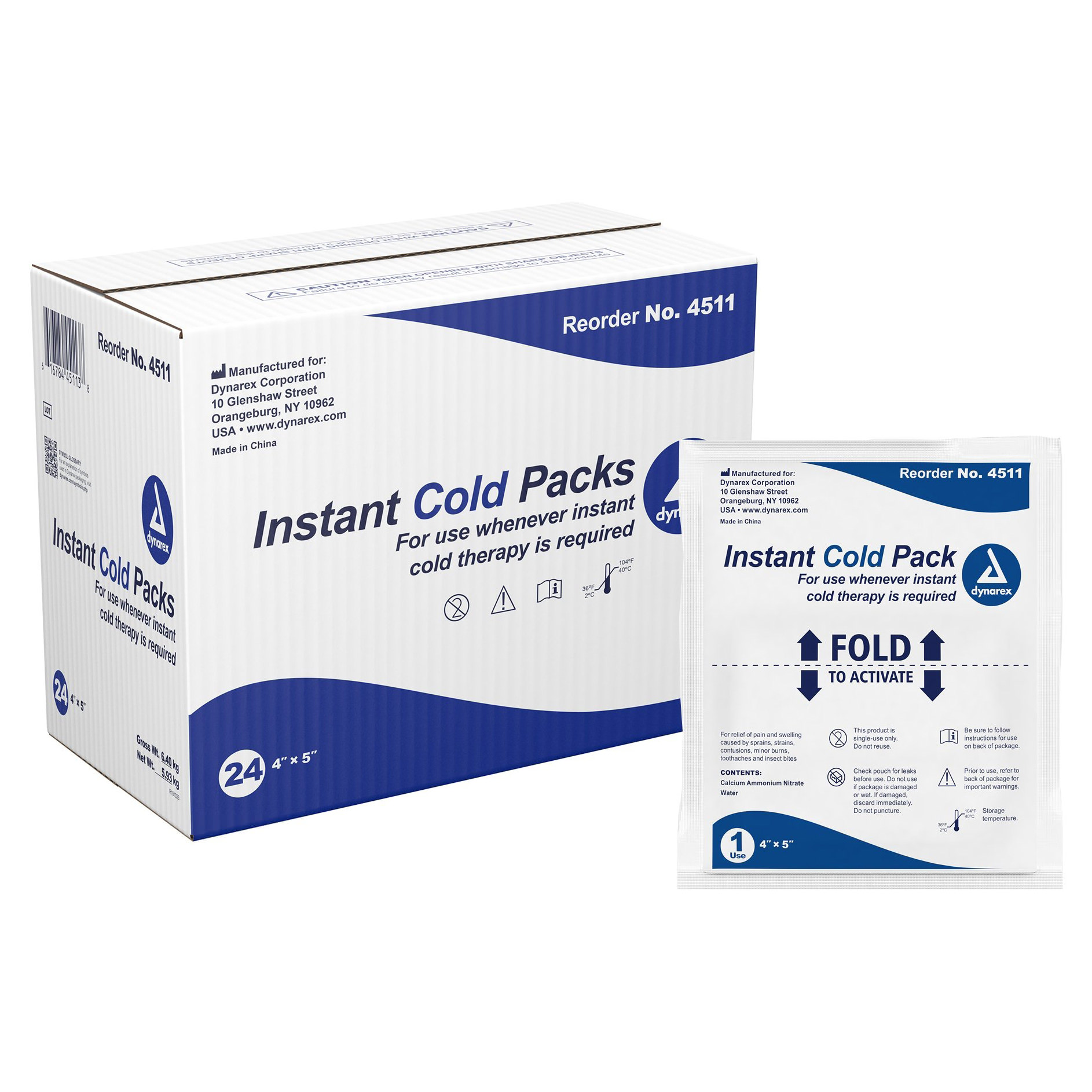 you♡ Dynarex Instant Cold Pack 4x5 | Disposable Cold Therapy, 24 Pack