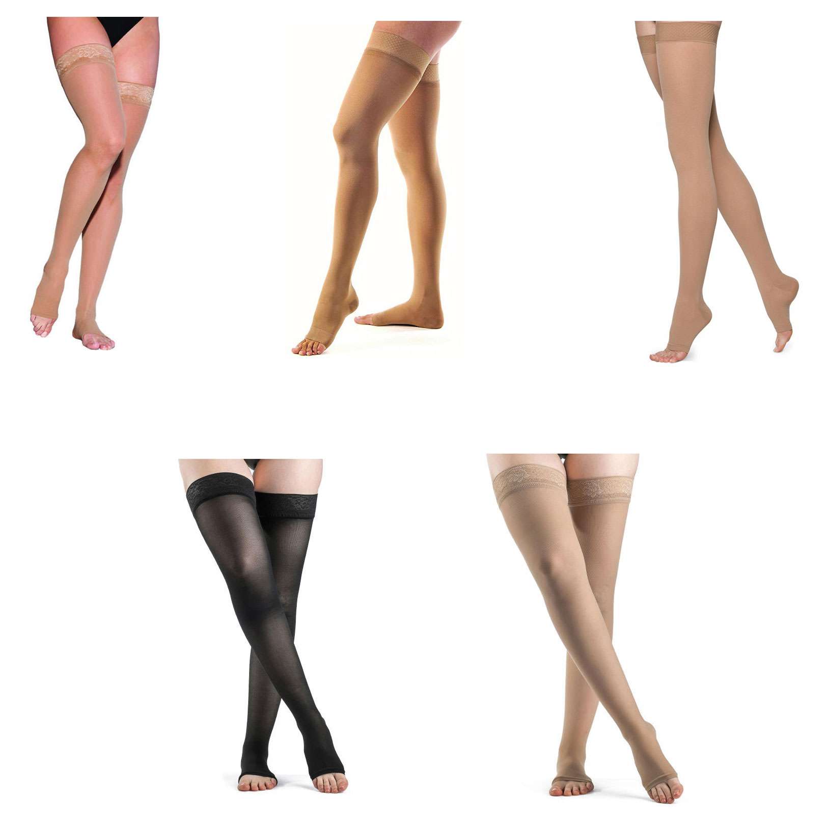 Sigvaris Eversheer Thigh High with Lace Silicone Border Compression Stocking 30-40mm Hg, Open Toe thumbnail 1
