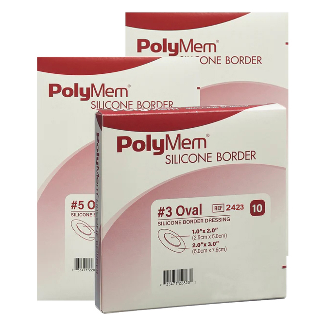 Ferris PolyMem Oval Shape Silicone Border Wound Dressing