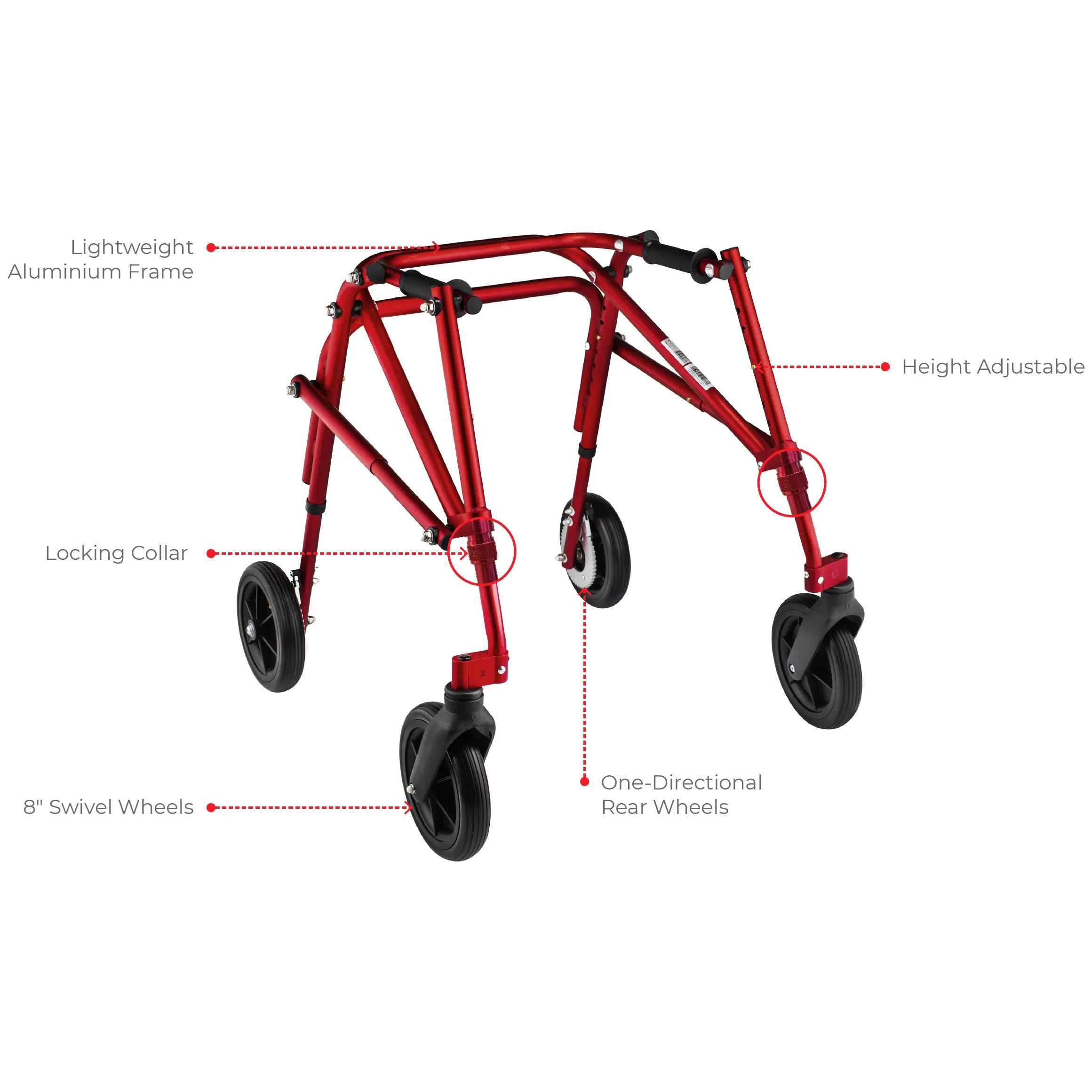 Klip 4-wheeled posterior walker with 8" wheels thumbnail 4