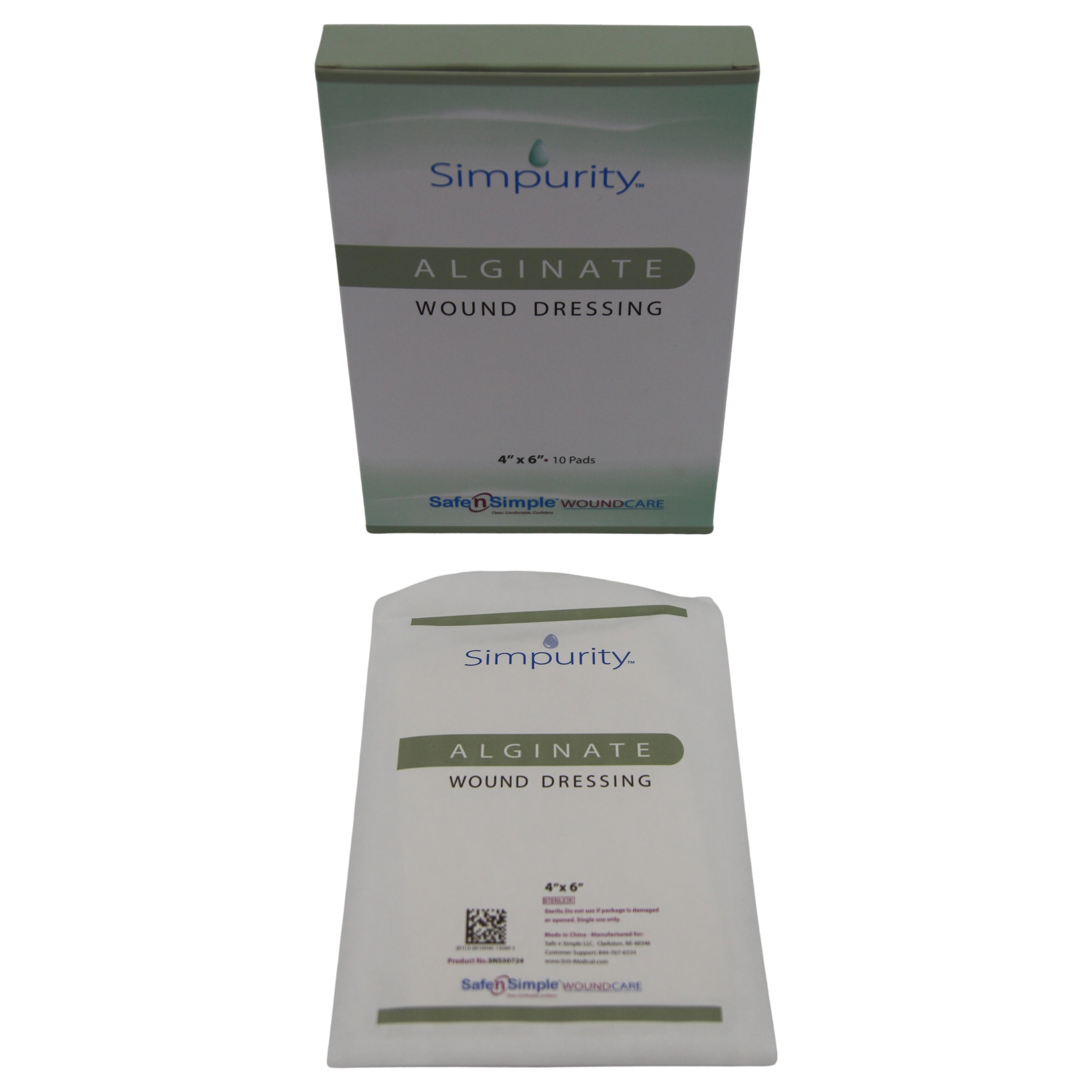 simpurity wound dressing alginate with antibacterial silver Simpurity Calcium Alginate Wound Dressing, 4 x 8 Inch, Sterile