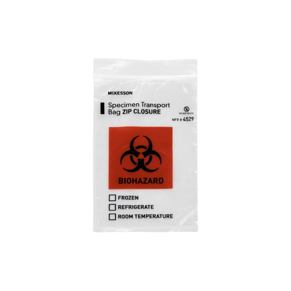 McKesson Plain Specimen Transport Bag, Transparent Black-Orange Legend thumbnail 1