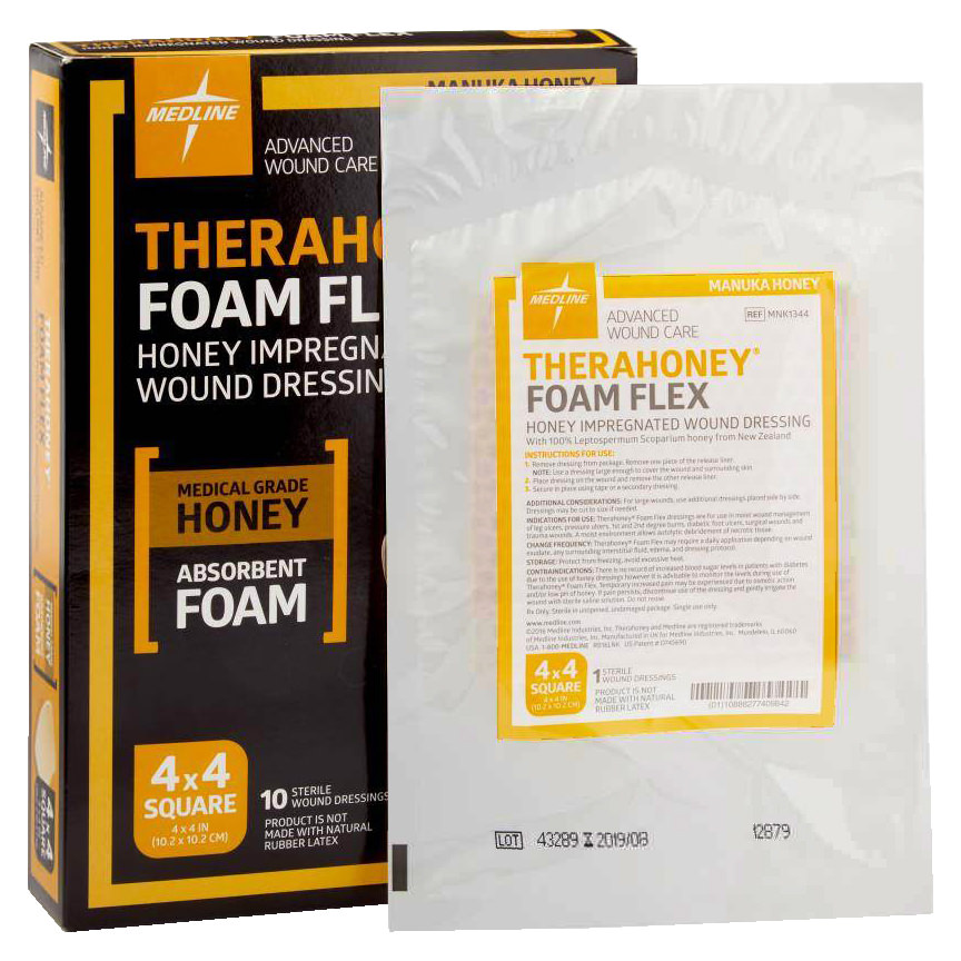 Medline TheraHoney Foam Flex Honey-Impregnated Wound Dressing