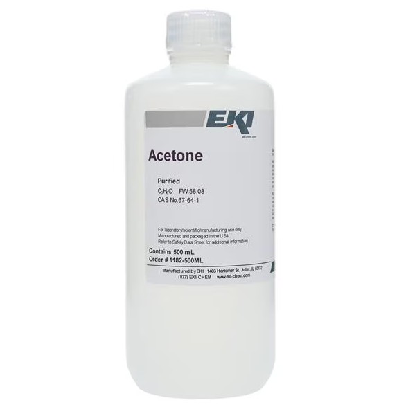 Purified Acetone 100% - 500 mL Laboratory Reagent