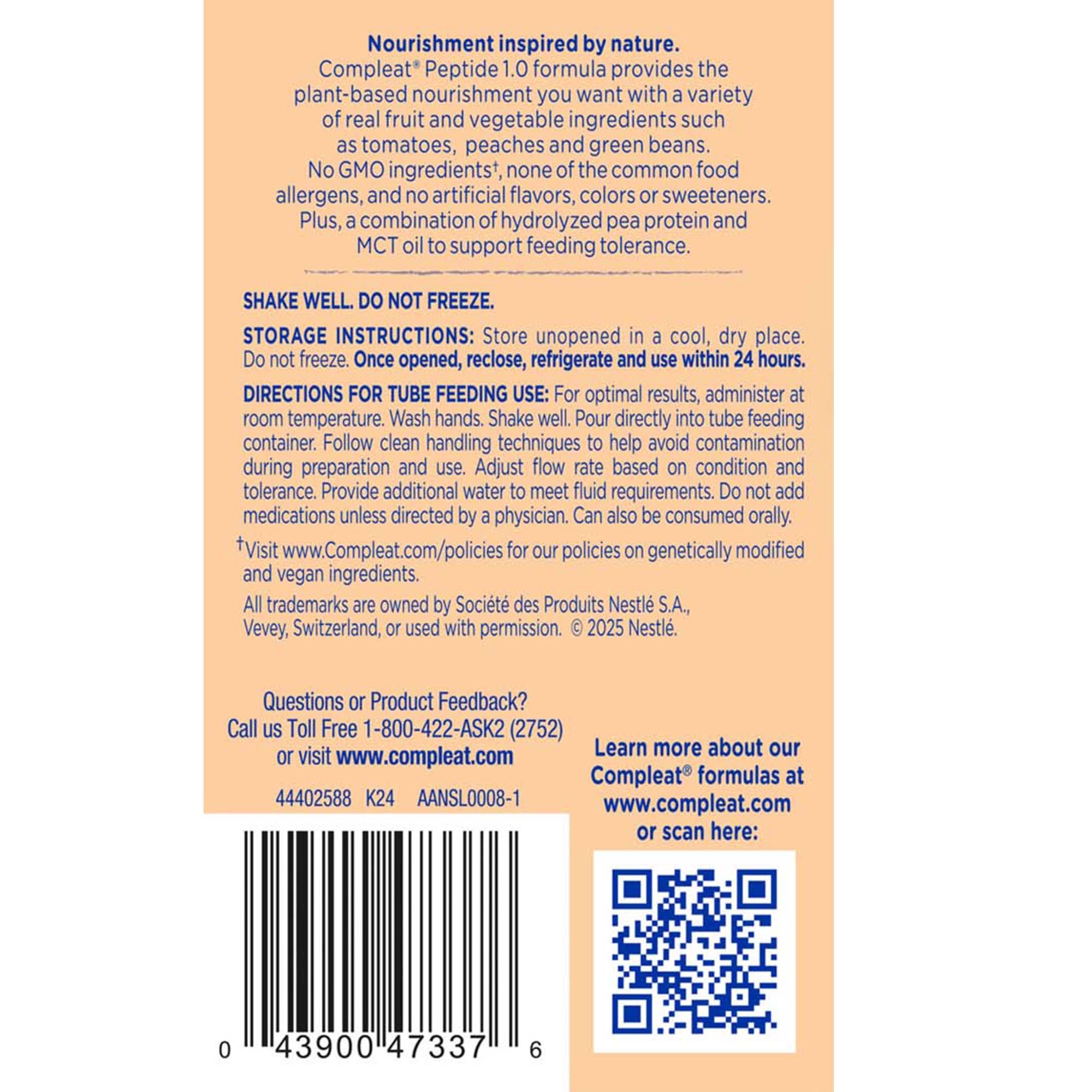 Compleat 1.0 Plant and Peptide-Based Tube Feeding Formula thumbnail 3