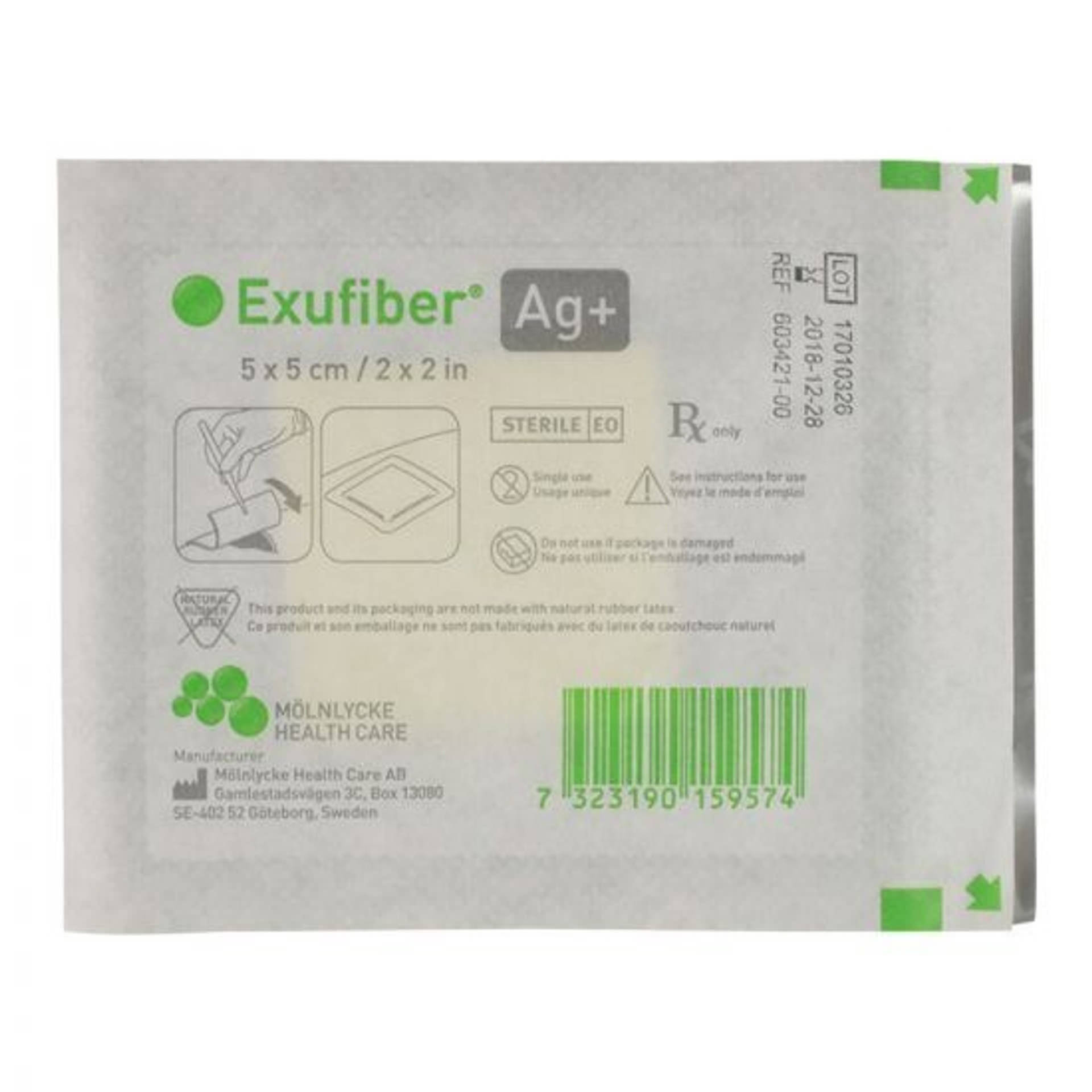 Exufiber Ag+ Antimicrobial Gelling Fiber Dressing - Main image