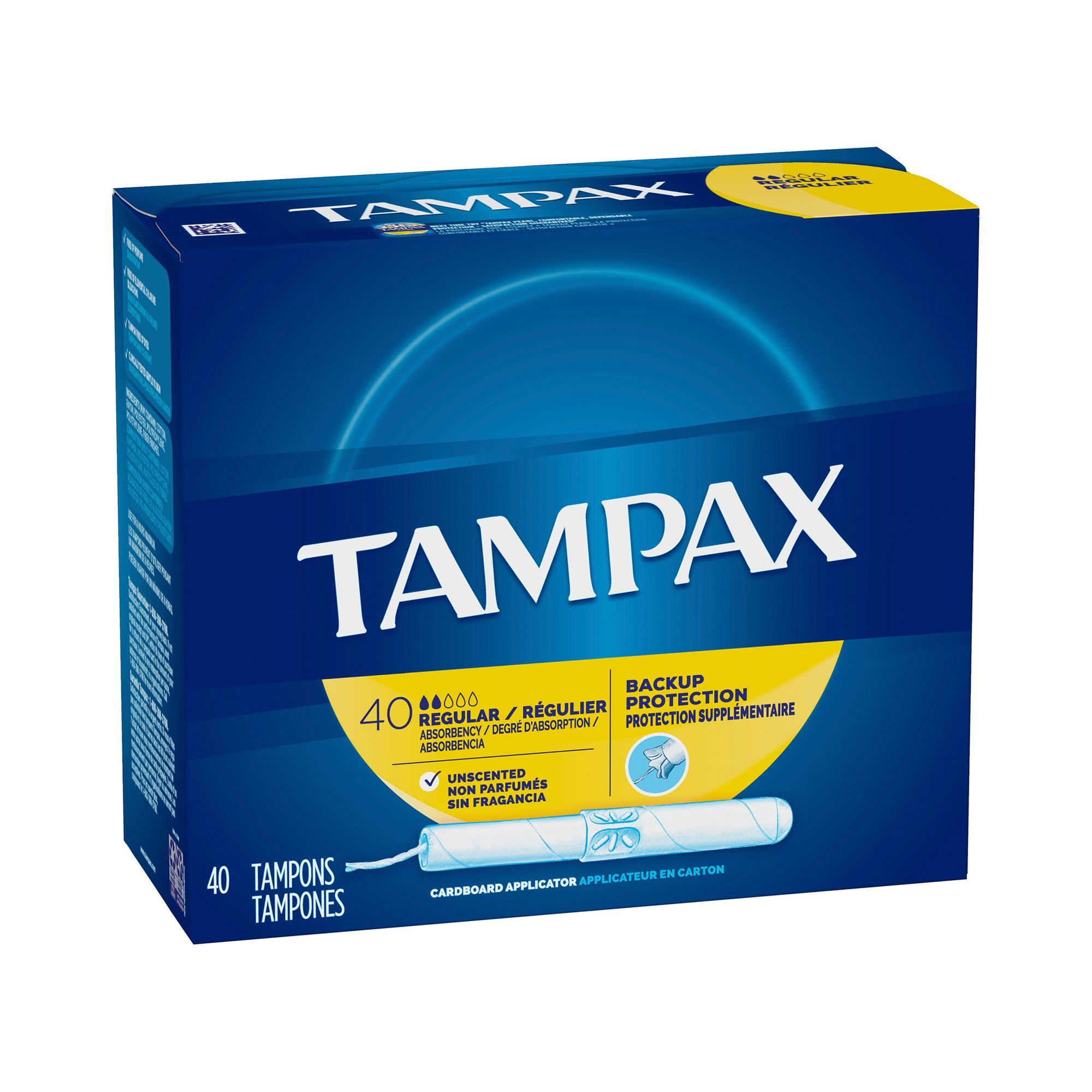 Tampon Tampax Regular Absorbency Cardboard Applicator - Box of 40 - Main image