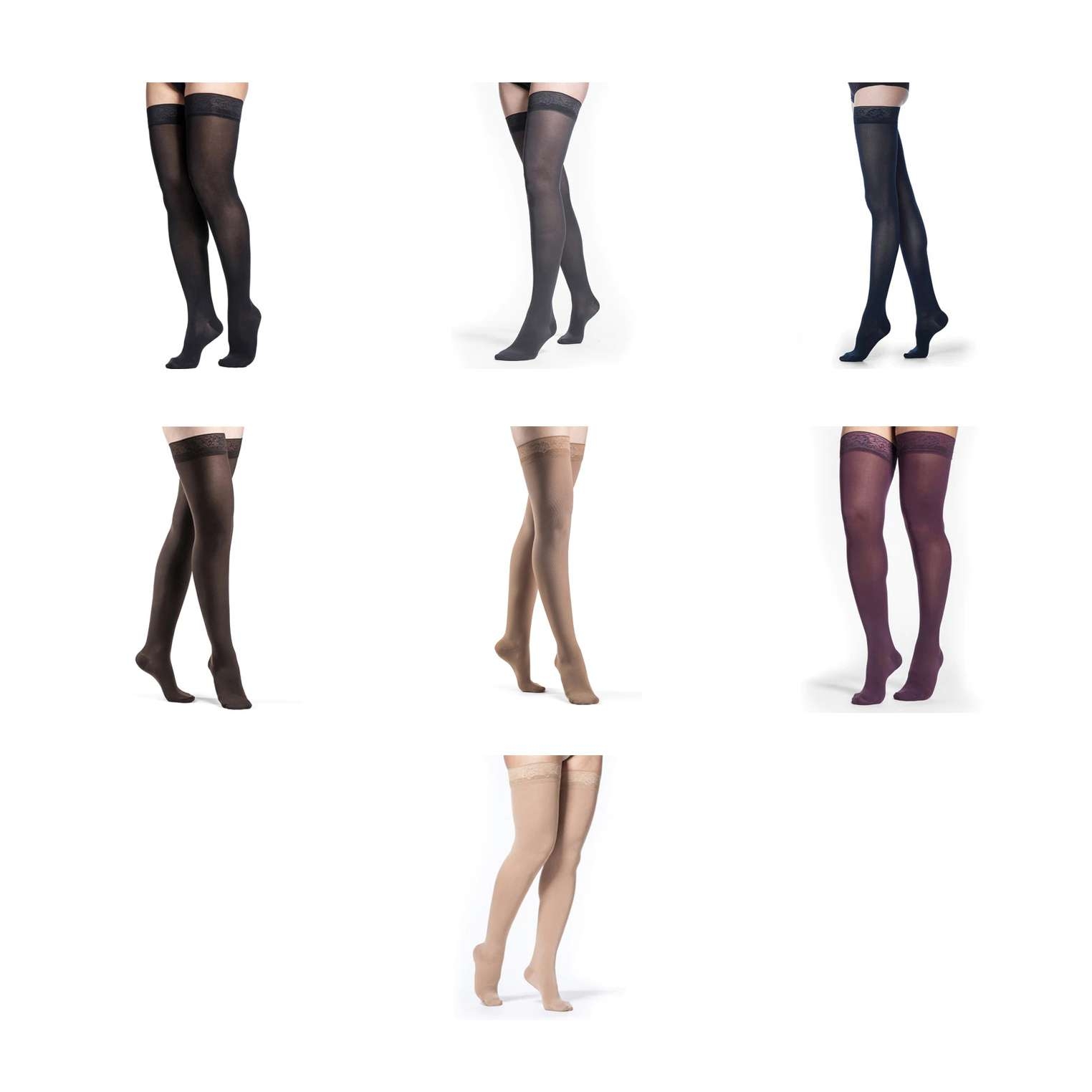 Sigvaris Soft Opaque Thigh High Compression Stockings, 30-40mmHg