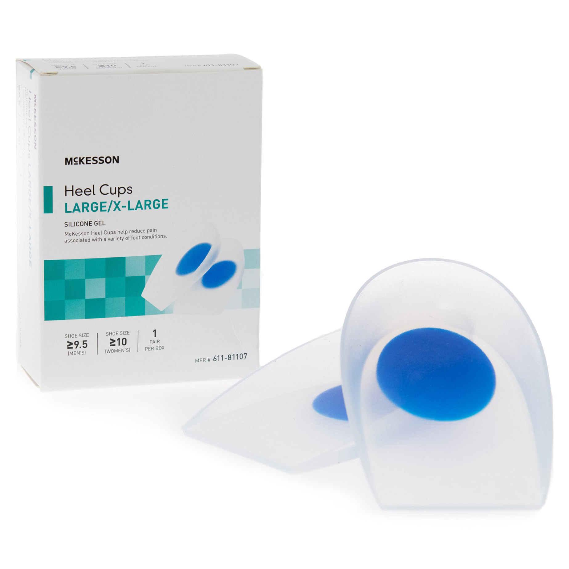 McKesson Heel Cup Blue / Transparent Without Closure Molded Foot