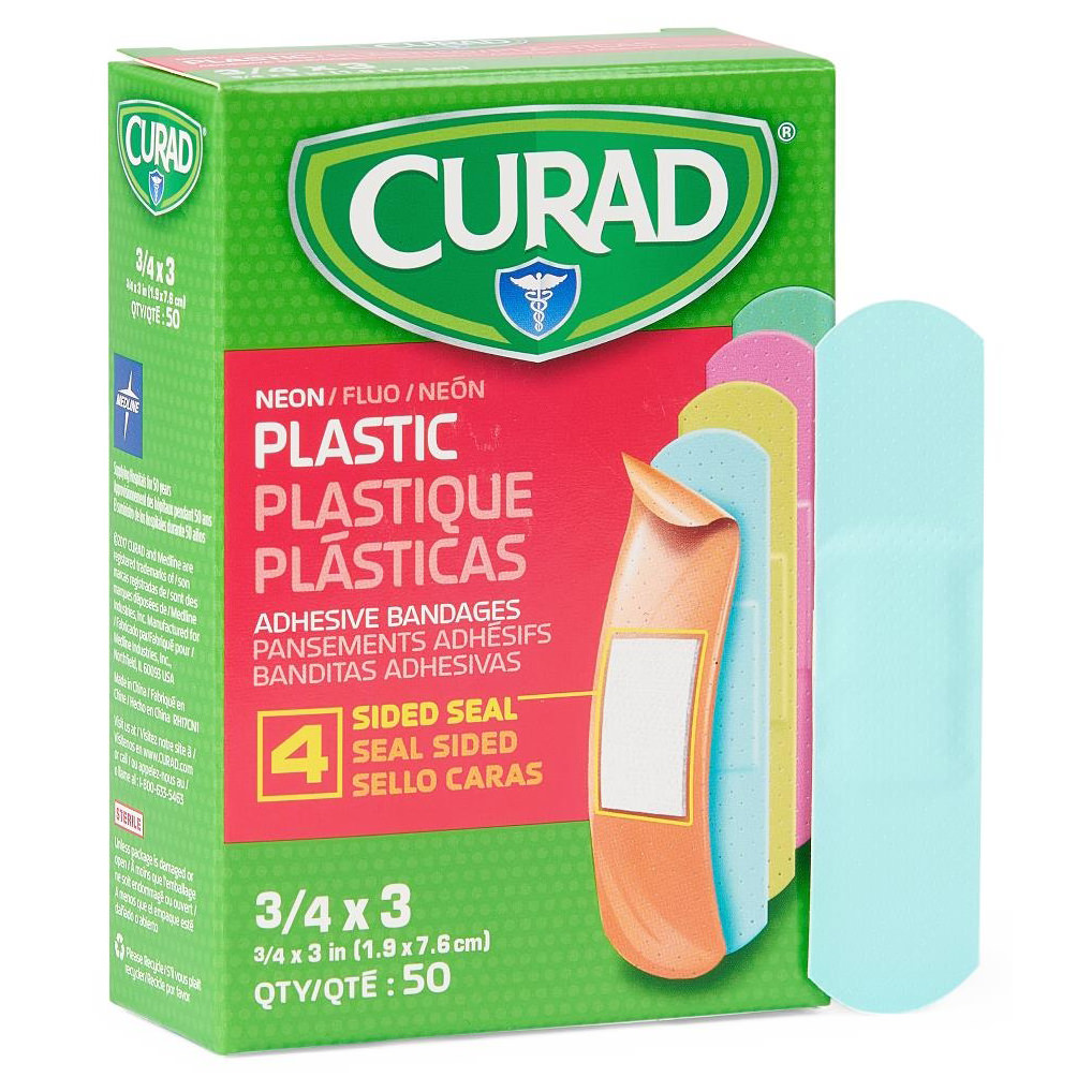 Curad Neon Adhesive Bandages, 3/4 x 3 Inch thumbnail 1