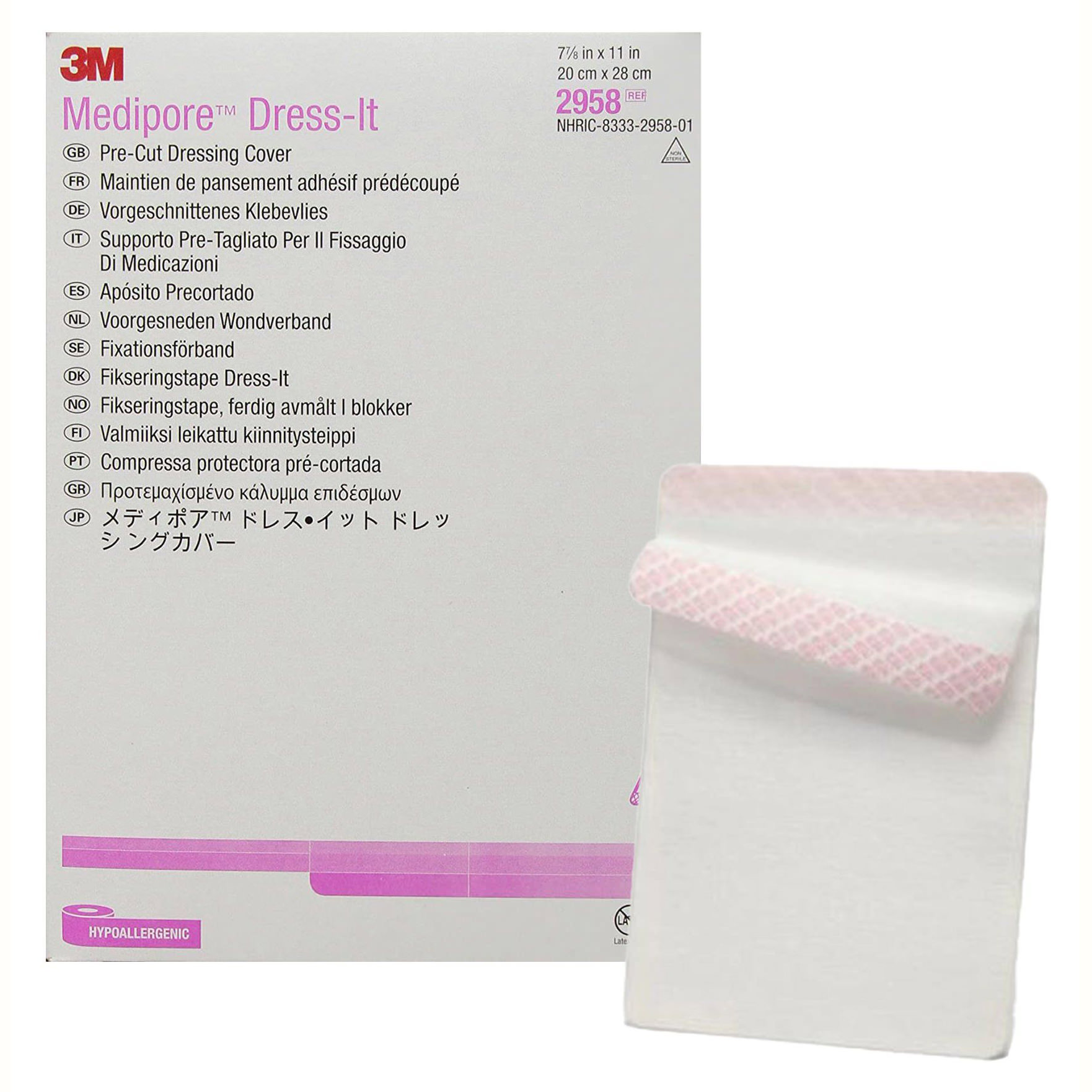 3m medipore dress it pre cut 3M Medipore Hypoallergenic Dress-It Pre-Cut Dressing Cover, 7-7/8