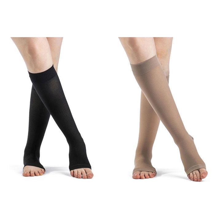 Sigvaris Dynaven Access Calf High Compression Socks, Open Toe