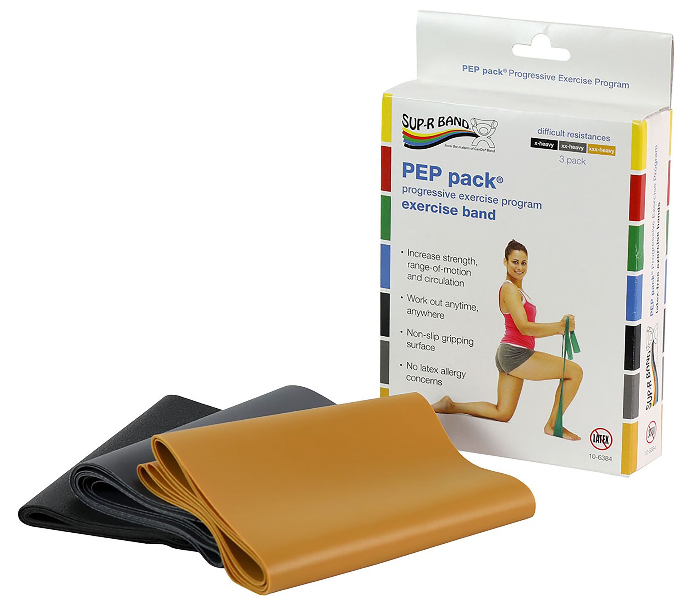 Sup-R Band PEP Pack Exercise Resistance Band 3-Piece Set