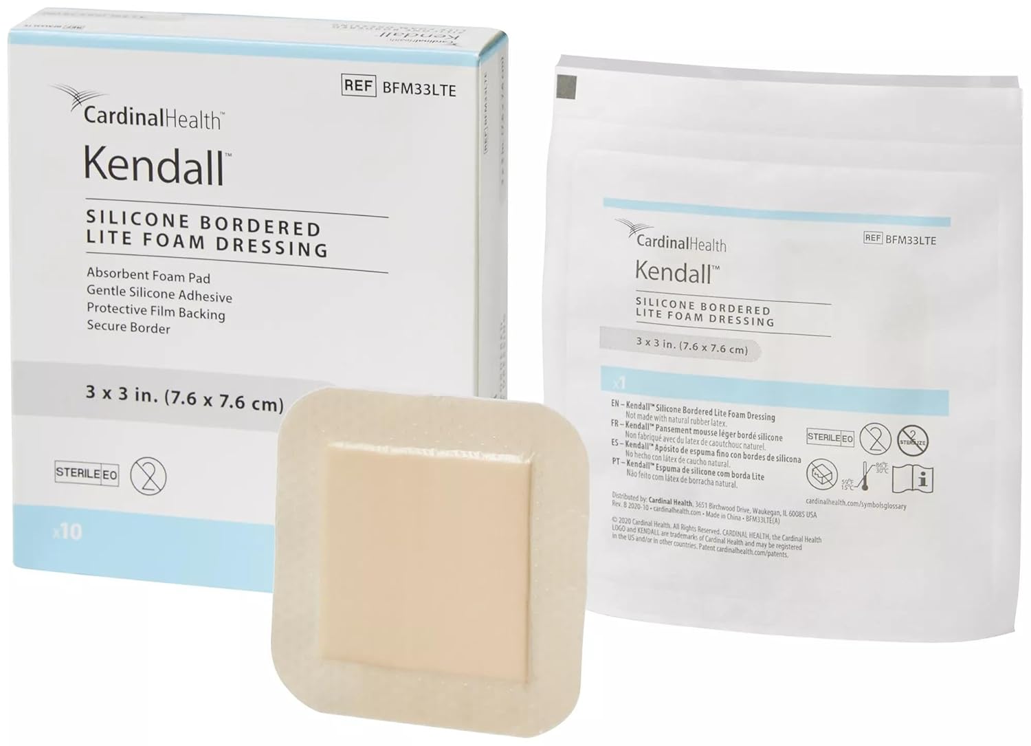 Cardinal Health Silicone Bordered Foam Lite Wound Dressing