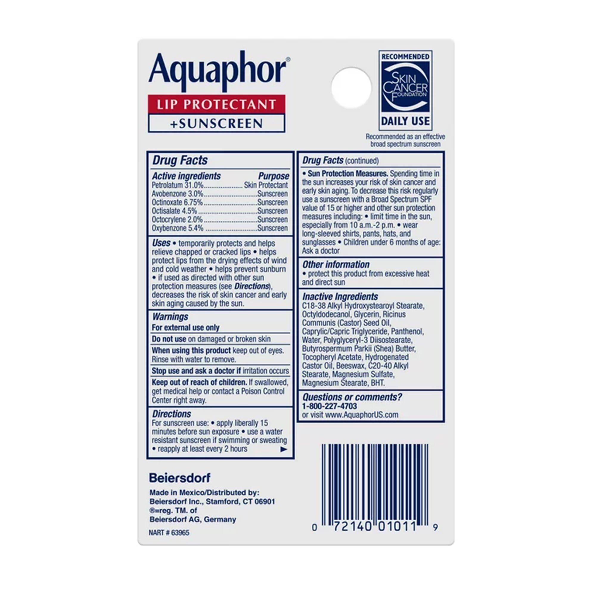 Aquaphor Lip Protectant + Sunscreen, 0.35 oz - Case of 6 thumbnail 2