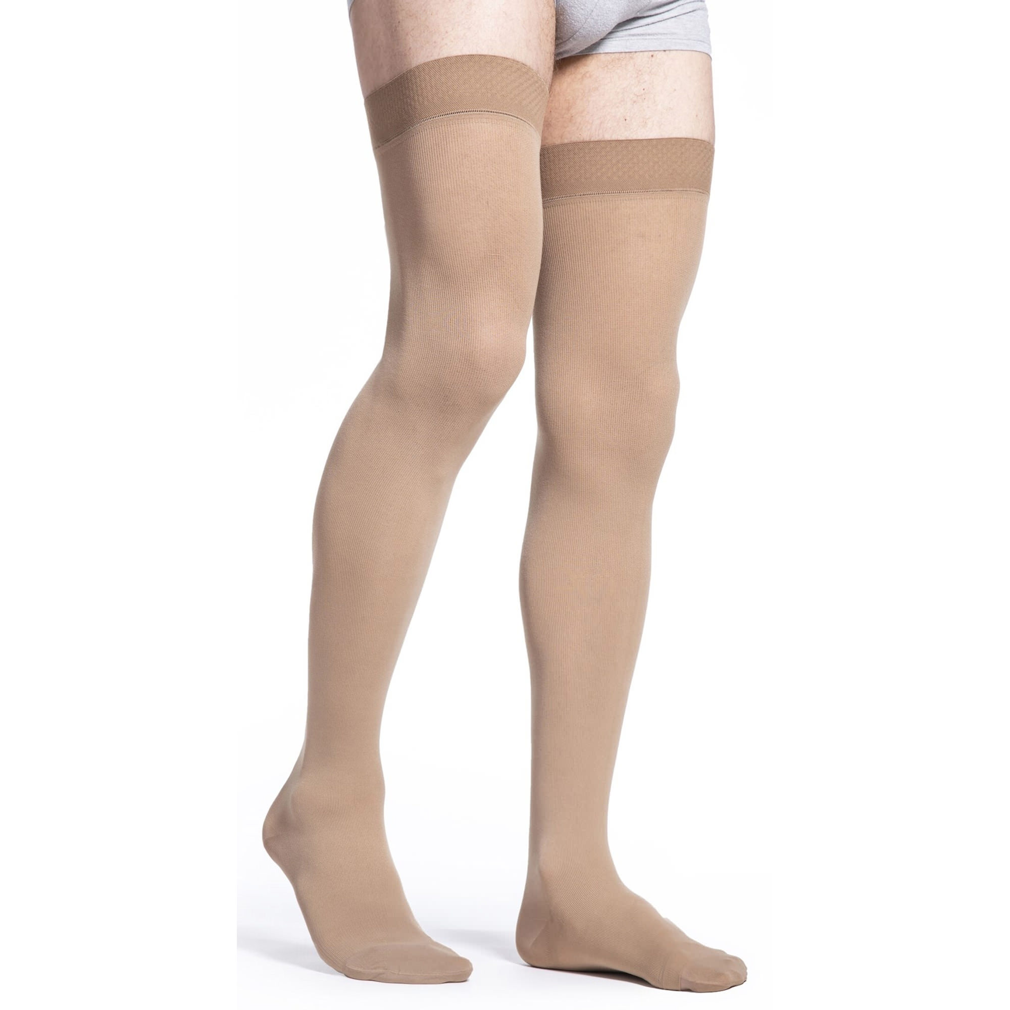 Sigvaris Essential Cotton Thigh-High with Grip-Top 20-30 mmHg Compression Stockings, Crispa thumbnail 2
