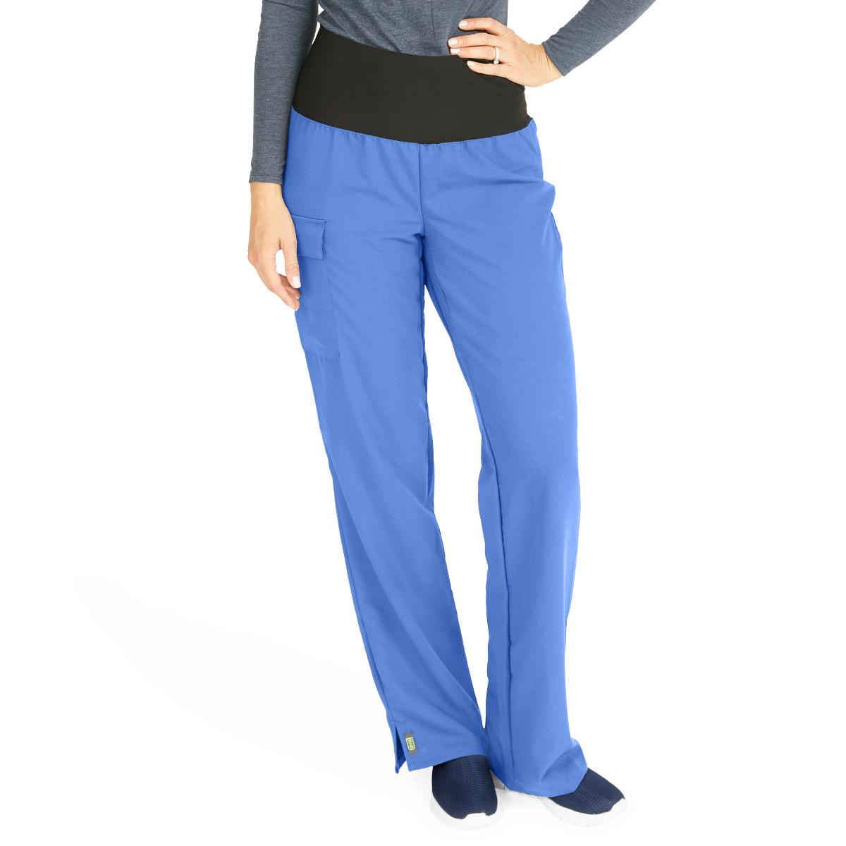 Medline Ocean AVE Women's Stretch Wide Waistband Scrub Pants with Cargo Pocket - Main image