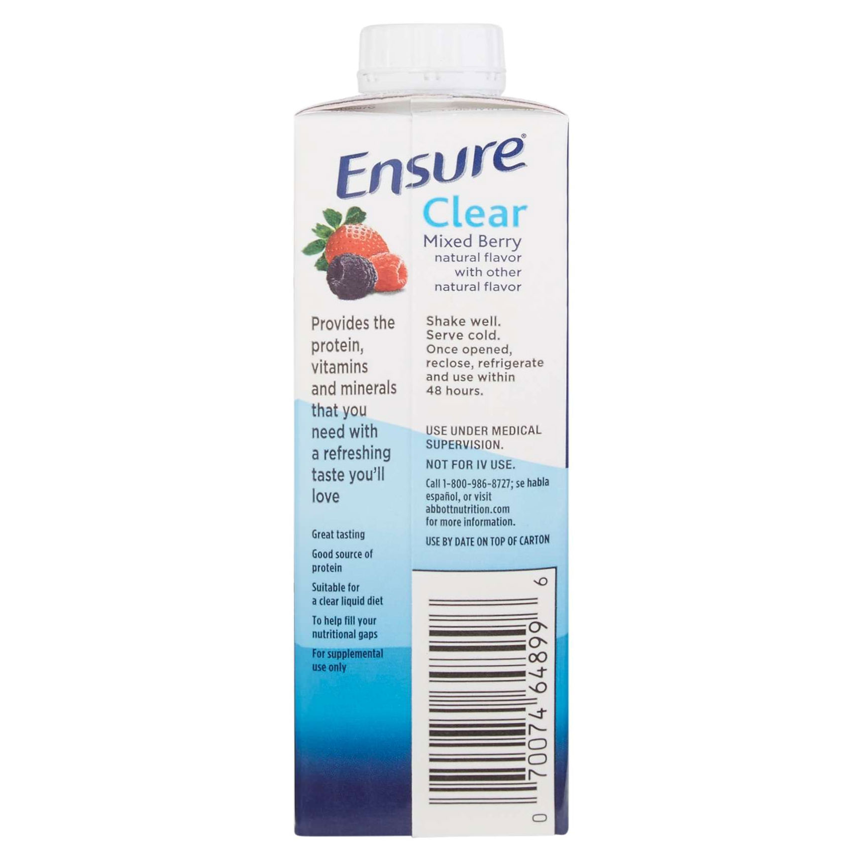 Ensure Clear Therapeutic Nutritional Shake, Mixed Berry, 8 oz. - Case of 24