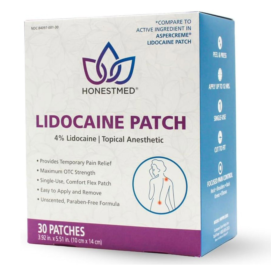 HonestMed Lidocaine Patches, 4 % - Box of 30 thumbnail 1