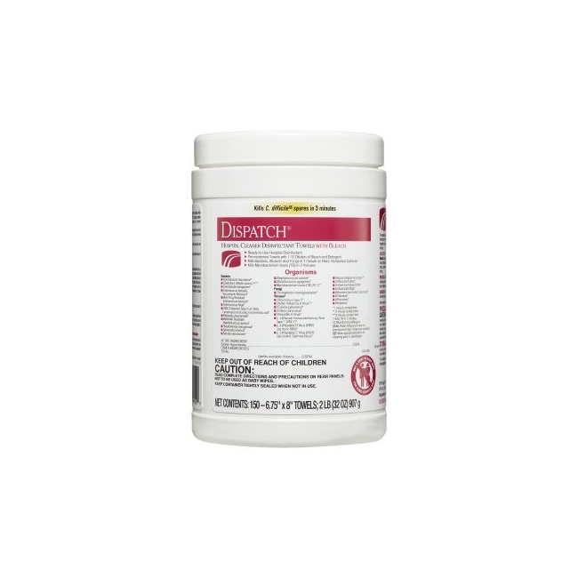 Dispatch with Bleach Surface Disinfectant Cleaner Canister Wipe, 6-3/4 x 8 Inch thumbnail 1