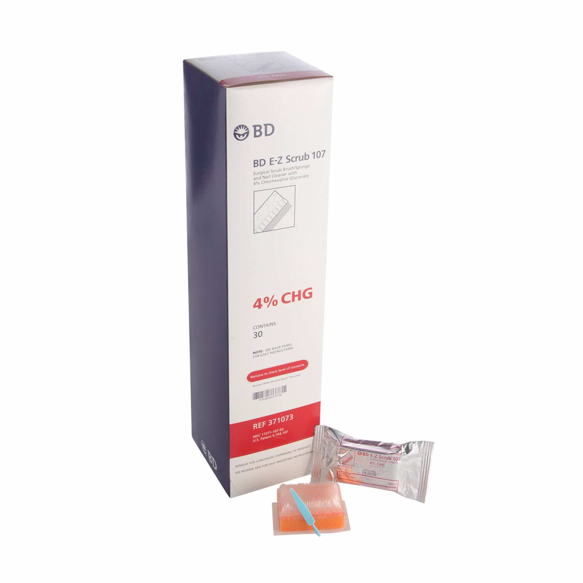 BD E-Z Scrub Impregnated Surgical Brush, 4% CHG, Red
