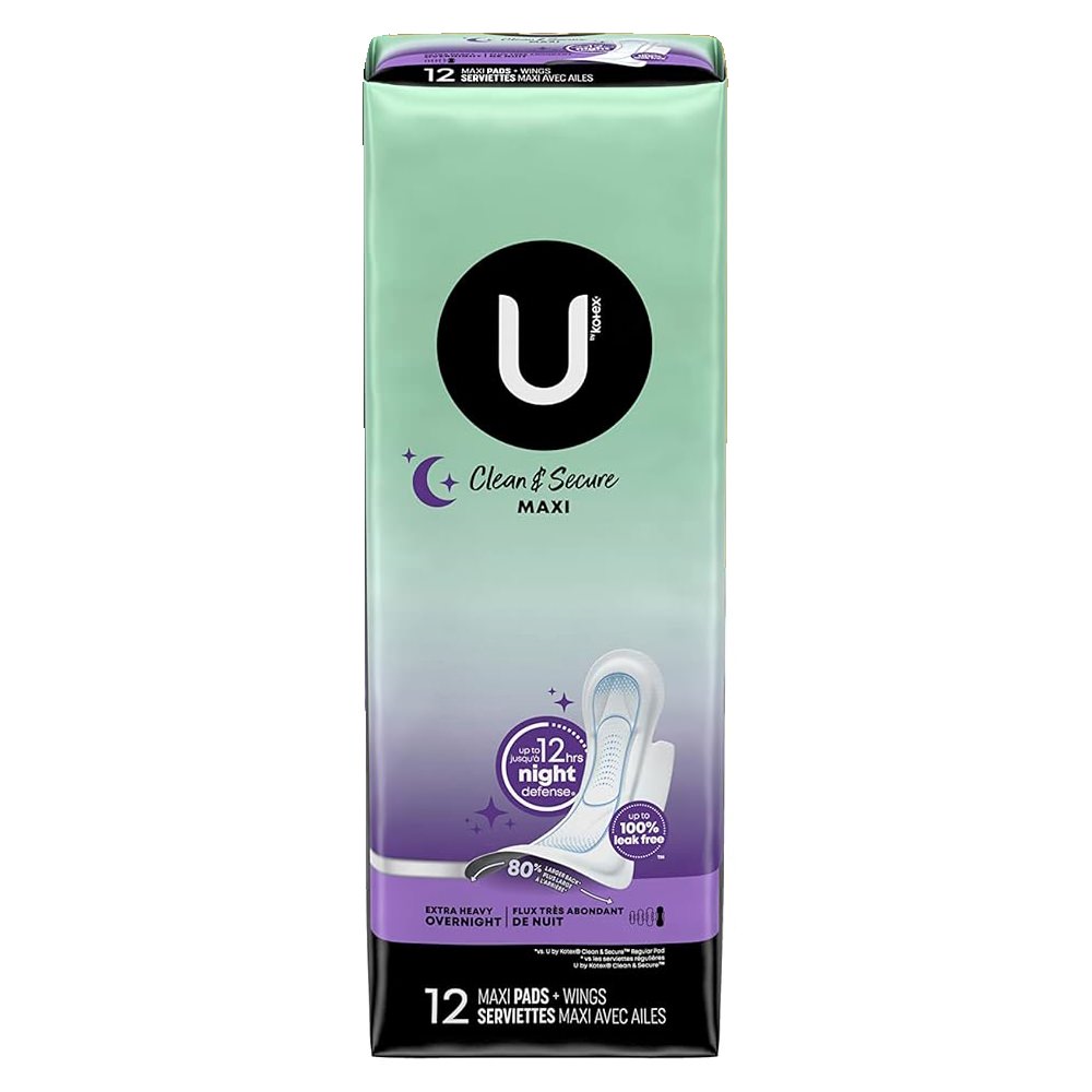 U by Kotex Clean & Secure Overnight Maxi Pads with Wings thumbnail 1