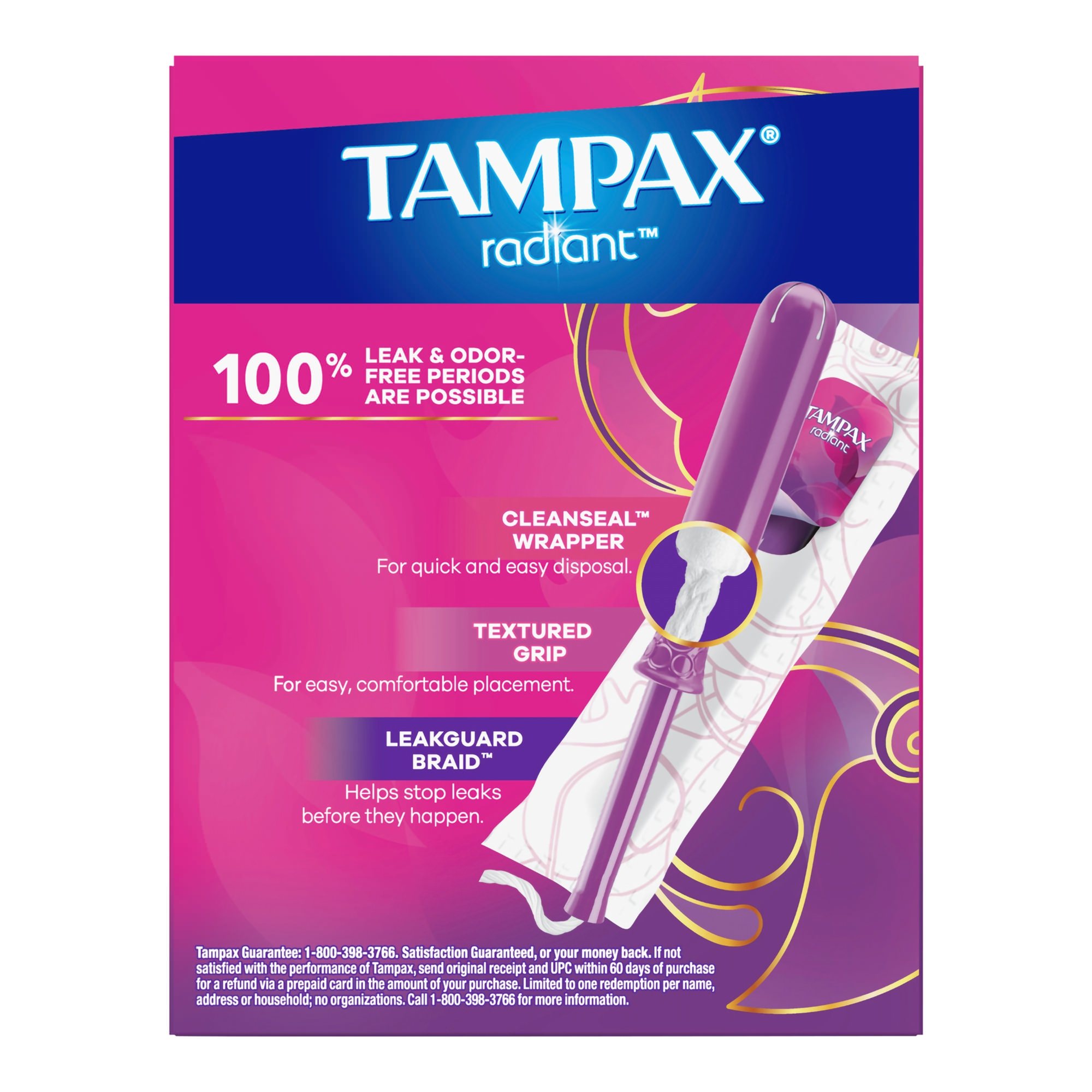 Tampon Tampax Radiant Regular Absorbency Plastic Applicator - Box thumbnail 2