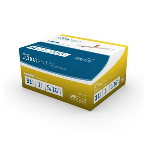 AIMSCO Ultra Thin II Standard U-100 Insulin Syringe with Needle thumbnail 2