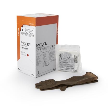 Ansell ENCORE Latex Micro Surgical Gloves Size 6.5, Brown, 50-Box