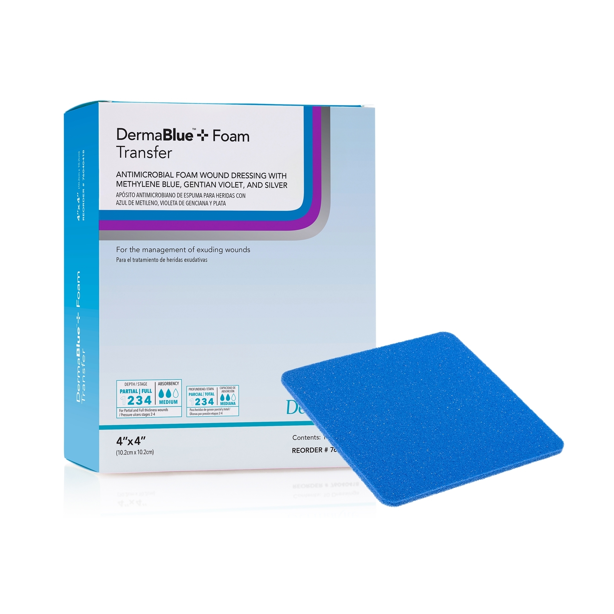 derma blue foam dressing DermaRite DermaBlue+ Foam Transfer Antimicrobial Dressing