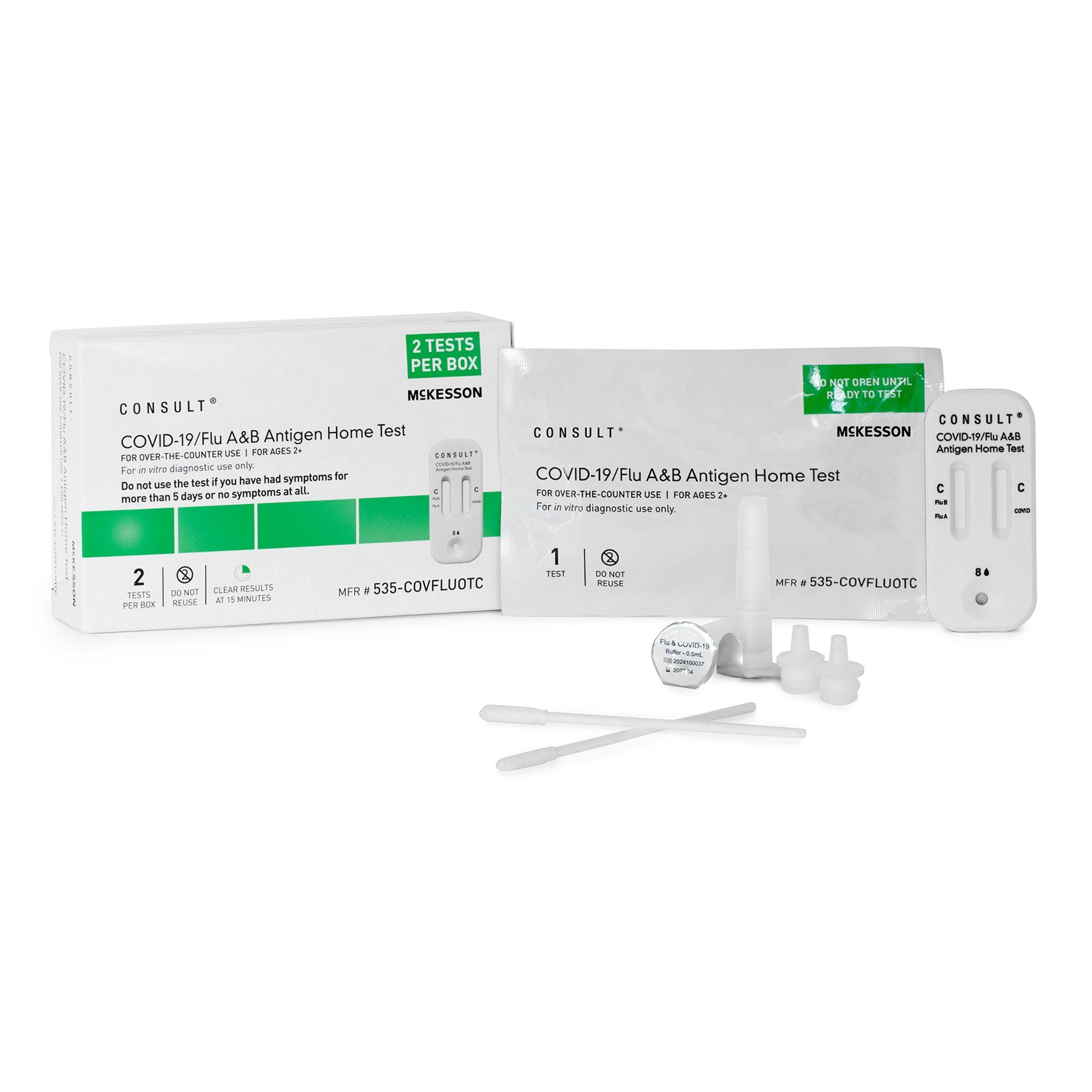 McKesson Consult COVID-19 and Flu A&B Antigen Home Test Kit