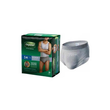 Depend Maximum Absorbency Underwear for Men, Small-Medium - Package of 19 thumbnail 1
