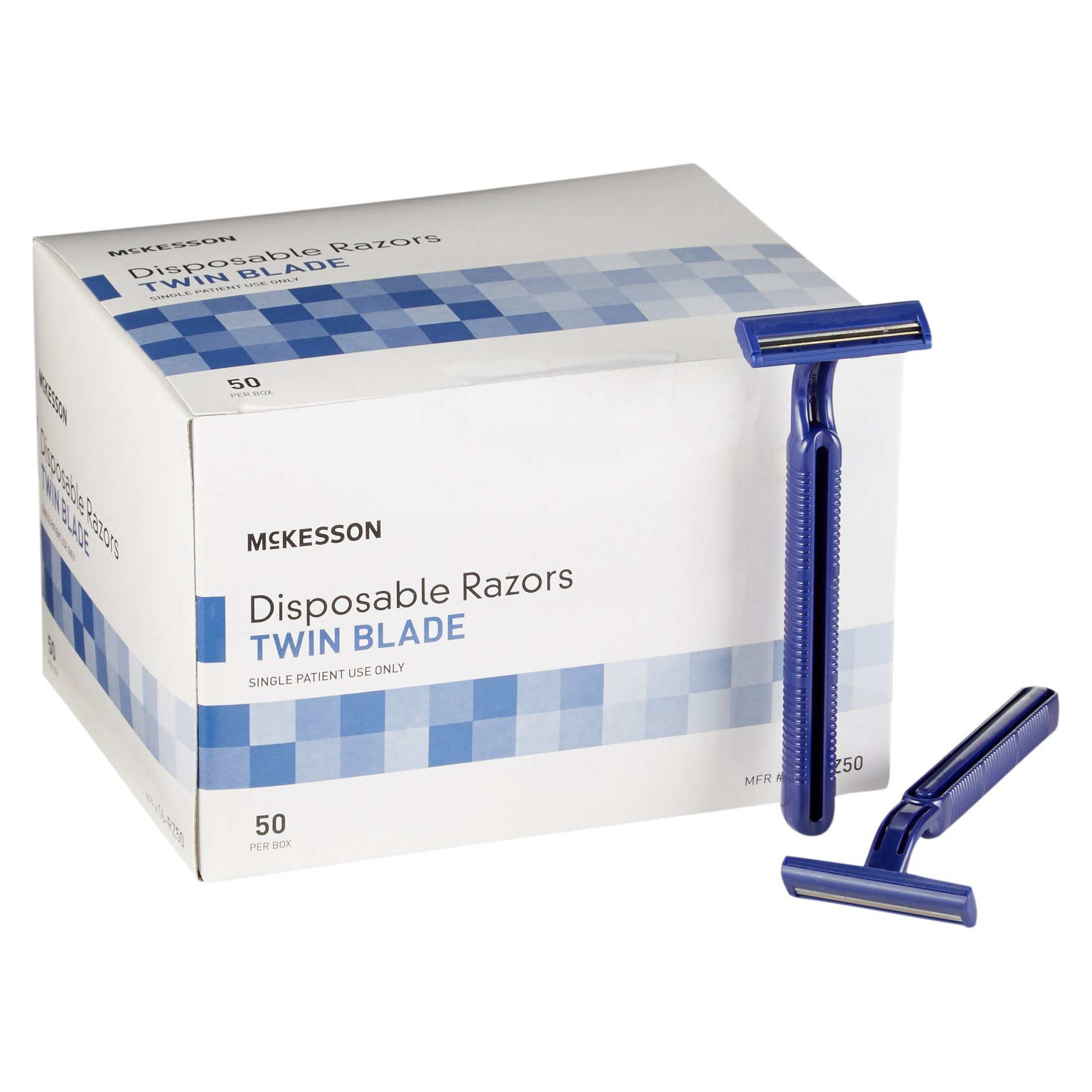 McKesson Razor Stainless Steel Blade Blue Single Edge Plastic Handle