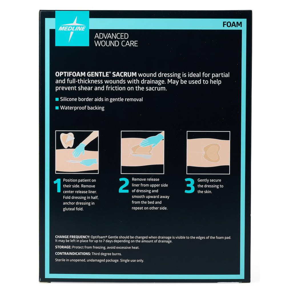 Optifoam Gentle Sacral Silicone Bordered Foam Dressing 8 x 7 Inch thumbnail 3